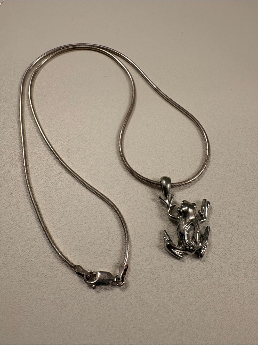 Silver Frog Pendant Necklace